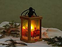 Svietidlá - Drevený lampášik •Zimný čas v mestečku• malý, dub - 14069401_