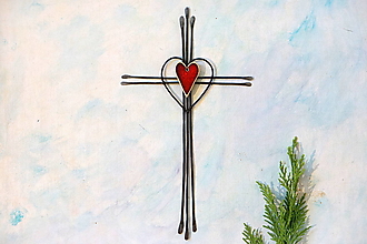 Dekorácie - Trojitý tepaný krížik * 30 cm - 14070867_