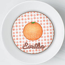 Dekorácie - Ozdoba na koláčiky ovocná kreslená (pomaranč (puntíky)) - 14072558_