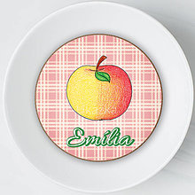 Dekorácie - Ozdoba na koláčiky ovocná kreslená (jabĺčko (káro)) - 14072561_