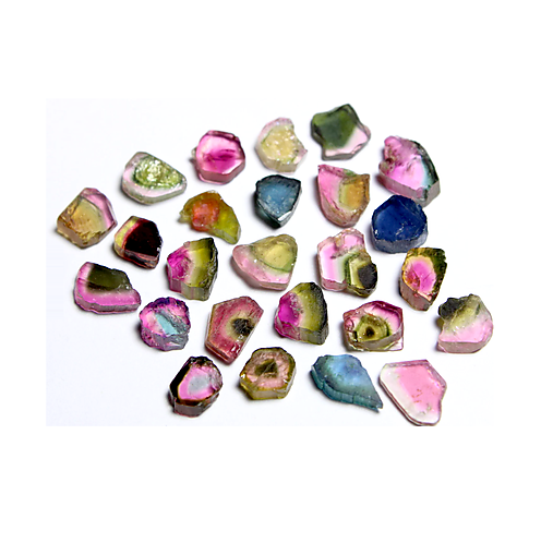 Minerály - Turmalín Bi-color plátky / 9x6x3 - 6x5x2 mm - 14073214_