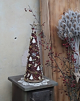 Dekorácie - Vianočný stromček bordovo - zlatý - 14076885_