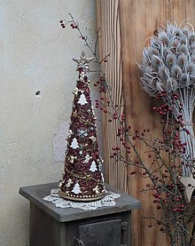 Dekorácie - Vianočný stromček bordovo - zlatý - 14076885_
