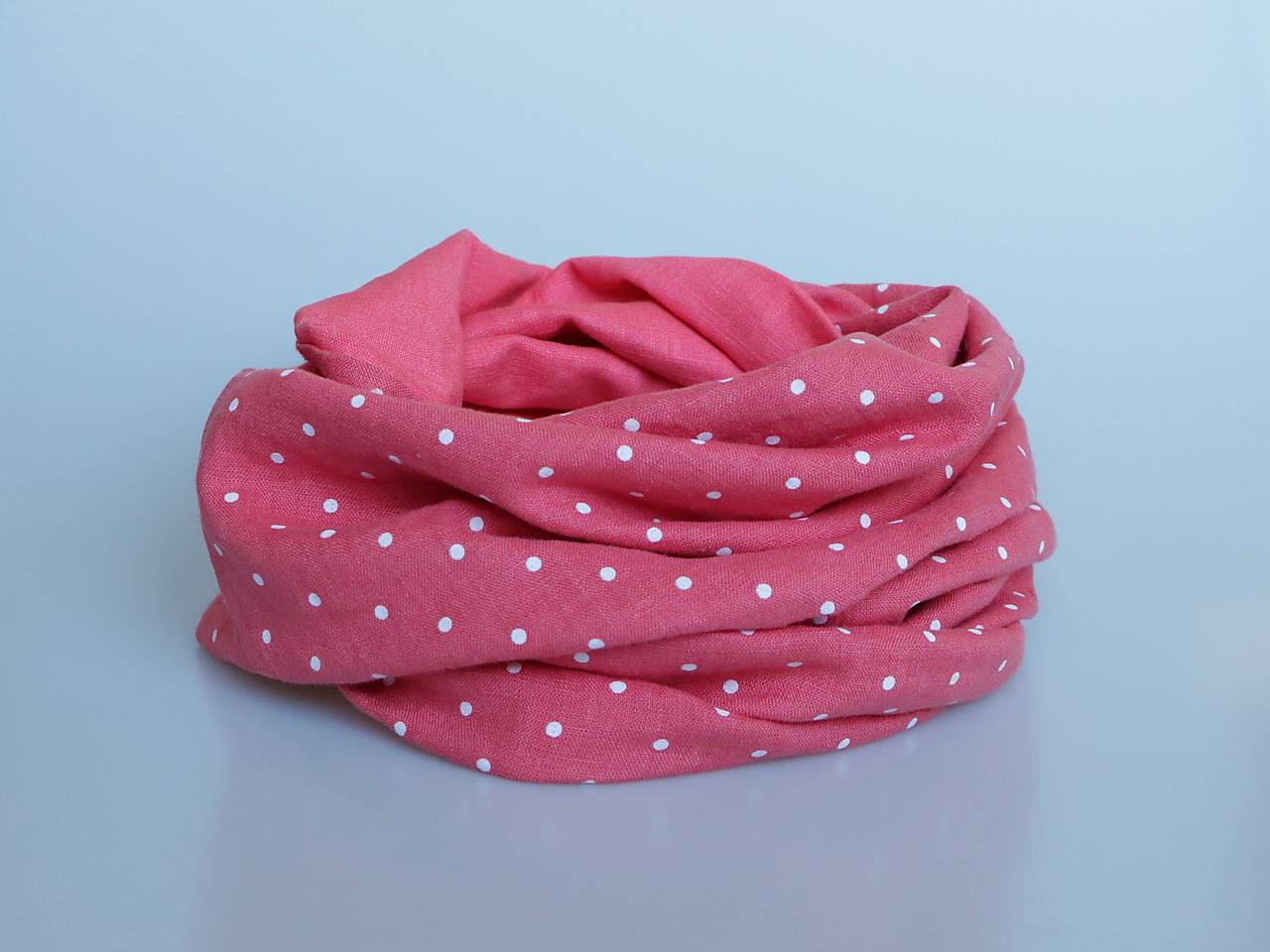 Štýlový ľanový nákrčník bodka na koralovej