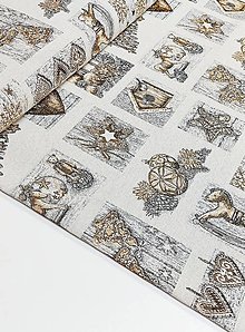Textil - Gobelín s vianočným vzorom (Zlatá) - 14075052_
