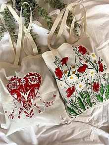 Nákupné tašky - ♥ Plátená, ručne maľovaná taška ♥ - 14074716_
