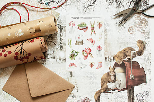 Úložné priestory & Organizácia - Samolepky "Akvarelové Vianoce" 002 - 14076450_