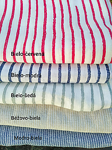 Pánske oblečenie - Ľanová pánska prúžkovaná košeľa (Bielo-červená krátky rukáv) - 14075714_