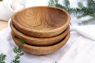 Nádoby - Ručne dlabaná drevená miska, čerešňa, priemer 21 cm - 14075141_