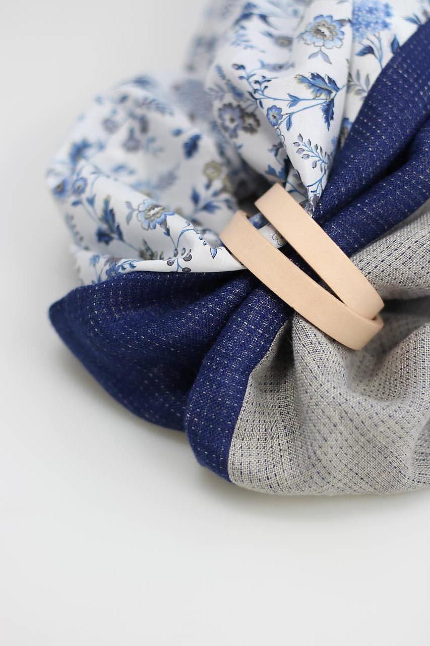 Trojfarebný hrejivý nákrčník z ľanu a bavlny "Milada"