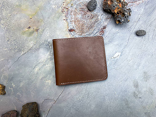 Kožená pánska peňaženka Rhea - hnedá (Na mince / žlltý štítok tithana)