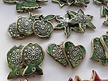 Dekorácie - keramika ozdoby...zeleny dekor zlato - 14077927_