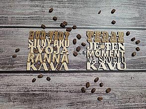 Dekorácie - Drevené písmenkové podložky pod kávu "KÁVA" - 14082537_