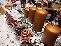 Svietidlá - Adventný svietnik, vianočný aranžmán, medený - 14084835_