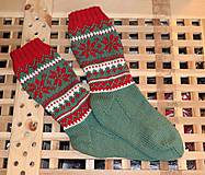 Ponožky, pančuchy, obuv - Luxusné vianočné nórske merino ponožky - vzor Hviezdy I. - 14088399_