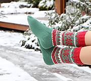 Ponožky, pančuchy, obuv - Luxusné vianočné nórske merino ponožky - vzor Hviezdy I. - 14088402_
