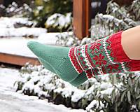 Ponožky, pančuchy, obuv - Luxusné vianočné nórske merino ponožky - vzor Hviezdy I. - 14088403_