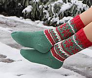 Ponožky, pančuchy, obuv - Luxusné vianočné nórske merino ponožky - vzor Hviezdy I. - 14088405_