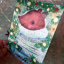 Papiernictvo - Vianočná trblietavá glitrová dúhová pohľadnica - 14089450_