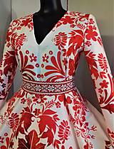 Šaty - Spoločenské šaty Floral Folk - " White & red " (Floral Folk Ombré red I.+ opasok) - 14087023_