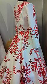 Šaty - Spoločenské šaty Floral Folk - " White & red " (Floral Folk Ombré red I.+ opasok) - 14087029_