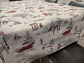 Úžitkový textil - Vianočný obrus Zasnežená zimná príroda so zvieratkami - 14089605_