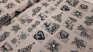 Textil - Vianočná gobelínová látka s lurexom/patchwork - 14090662_