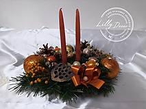 Svietidlá - Vianočný svietnik na štedrovečerný stôl medený - 14094777_