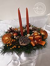 Svietidlá - Vianočný svietnik na štedrovečerný stôl medený - 14094782_
