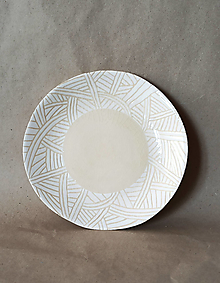 Nádoby - Keramický tanier s geometrickým vzorom - 14094532_