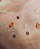 Sady šperkov - Sada - náušnice a náhrdelník (retiazka a prívesok), Elegant, Striebro, Granát 6x8mm - 14091214_