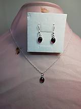 Sady šperkov - Sada - náušnice a náhrdelník (retiazka a prívesok), Elegant, Striebro, Granát 6x8mm - 14091216_