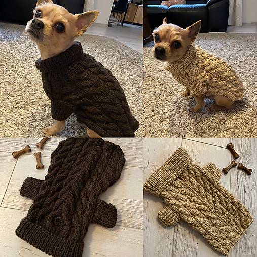 Pre zvieratá - pletený svetrík pre psíka/ KOKA a LATTE/ - 14092948_