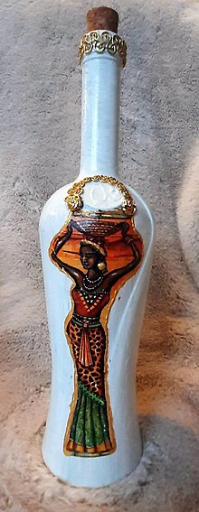 Nádoby - afrika - sklenená nádoba dekorovaná servítkovou technikou - 14096663_