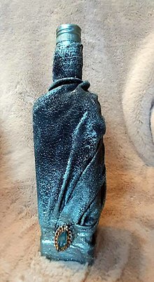 Nádoby - sklenená fľaša dekorovaná paverpolom - 14096751_