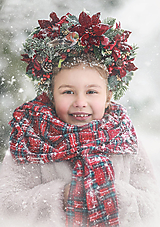 Ozdoby do vlasov - Zimná vianočná kvetinová čelenka s vtáčikom - 14098044_