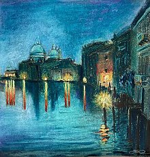 Obrazy - Zelený večer v Benátkach - 14095319_