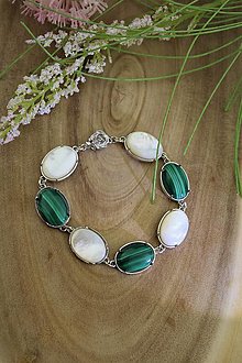 Náramky - malachit,perleť náramok luxusný - 14098741_