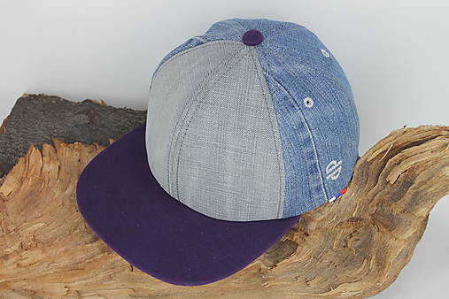 Čiapky, čelenky, klobúky - Šiltovka EKO RECY JEANS PURPLE. - 14099477_