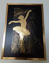 Obrazy - Predám art decor - abstraktný obraz baletka. Čierno - zlatá. - 14096778_
