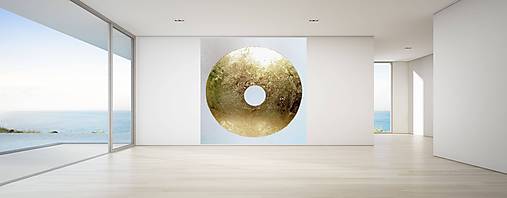 Obrazy - Mandala, abstrakne obrazy, KRUH maľované na plátno v drevenom ráme. Farebnosť biela, šedá, zlatá. - 14097360_