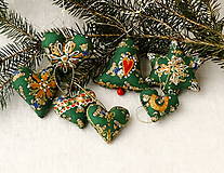 Dekorácie - Vianočné dekorácie - sady zo zelenej zlatotlače - 14095106_