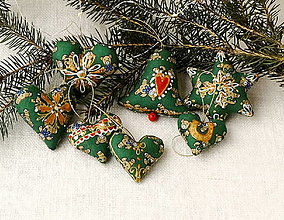 Dekorácie - Vianočné dekorácie - sady zo zelenej zlatotlače (macíková maľovaná No1) - 14095106_