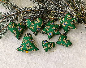 Dekorácie - Vianočné dekorácie - sady zo zelenej zlatotlače (macíková No17) - 14095110_