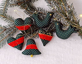 Dekorácie - Vianočné dekorácie - sady zo zelenej zlatotlače (zlato bodkovaná No60) - 14095111_
