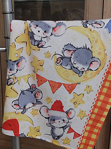 Úžitkový textil - Utierky s myškami (Myšky s červeným okrajom) - 14102584_