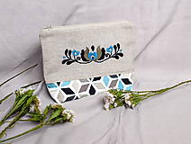 Kabelky - Tyrkysový ručne vyšívaný set - 14100136_