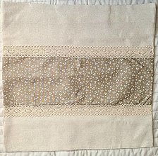 Úžitkový textil - Obliečka na vankúš béžová 2 (Béžová v strede pás s kvietkami) - 14099752_
