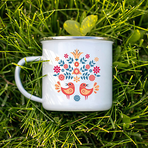 Nádoby - ORNAMENT smaltovaný hrnček - 14101061_