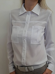 Blúzky a košele - Dámska košeľa s vreckami biela - 14105751_